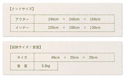 テントサイズ重量